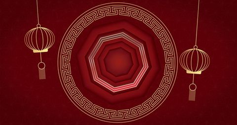 Elegant Red and Gold Lantern Decoration for Chinese New Year