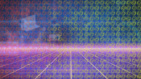 Futuristic Digital Interface with Virtual Data Processing Grid