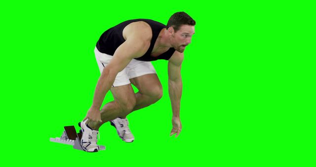 Athletic Man Ready for Sprint Start on Green Screen Background - Download Free Stock Images Pikwizard.com