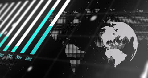 Global Data Analytics with Digital World Map and Futuristic Graphics