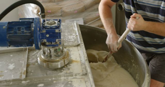 Worker Mixing Flour Dough in Industrial Mixer - Download Free Stock Images Pikwizard.com