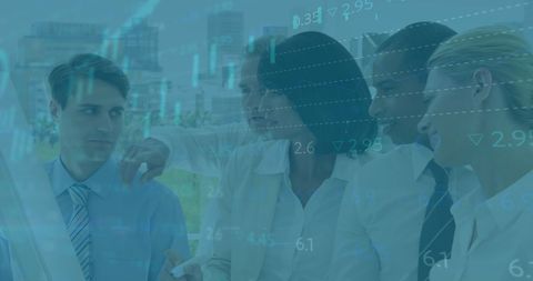 Business Team Reviewing Financial Data Overlay - Download Free Stock Images Pikwizard.com