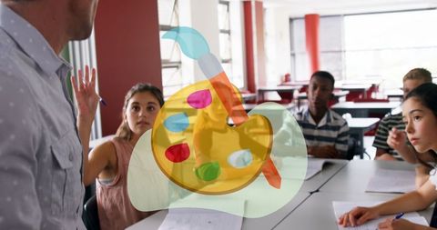 Interactive Art Lesson with Diverse Student Group