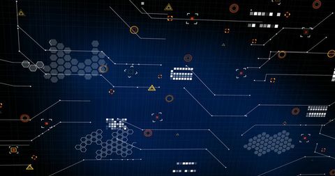 Abstract Digital Interface with Geometric Patterns and Data Icons - Download Free Stock Images Pikwizard.com