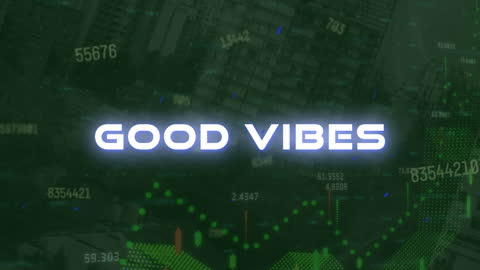 Animated Good Vibes Text with Urban Digital Background