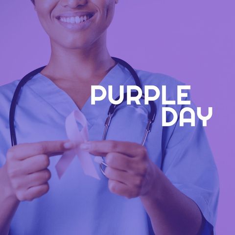purple day celebration with african american female doctor - Download Free Stock Templates Pikwizard.com