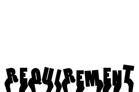 Transparent digital illustration of hands holding requirement text