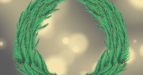 Festive Pine Wreath with Red Berries Pendant Against Soft Light Background