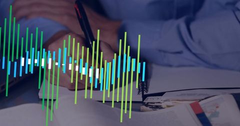 Financial Data Analysis Concept with Businessman Writing