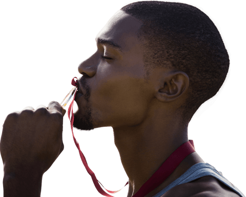 transparent portrait of african american athlete kissing medal - Download Free Stock Videos Pikwizard.com