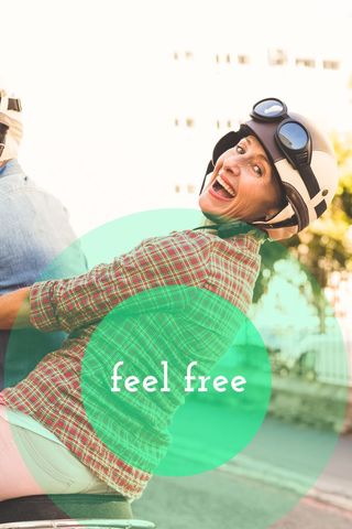 woman riding scooter expressing joy and freedom - Download Free Stock Templates Pikwizard.com