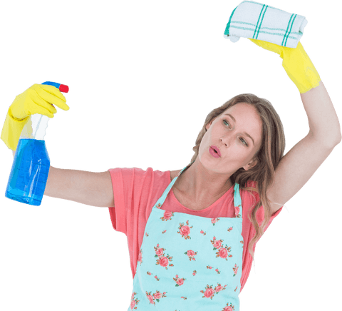 happy woman cleaning with spray bottle and cloth transparent background - Download Free Stock Videos Pikwizard.com