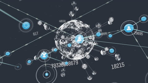 Digital Globe with Connected Networks on Dark Abstract Background