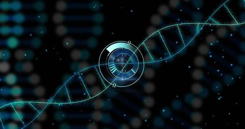 digital interface overlay on dna for futuristic biotech concepts - Download Free Stock Images Pikwizard.com