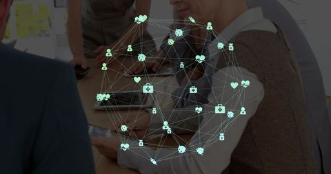 digital network connectivity among professionals with technology icons - Download Free Stock Images Pikwizard.com