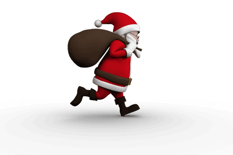 Transparent Santa Claus Running with Sack Illustration