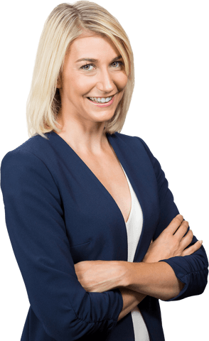 Confident Smiling Businesswoman with Blonde Hair on Transparent Background