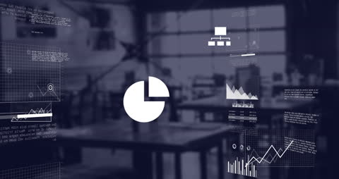 Financial Data and Statistics Overlay in Modern Office