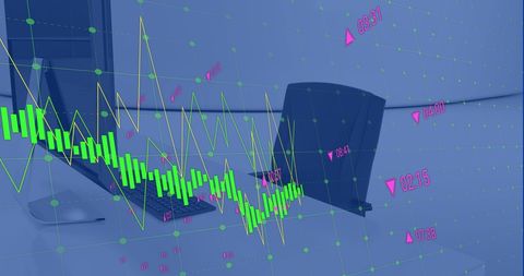 Digital Finance Office with Abstract Data Visualization