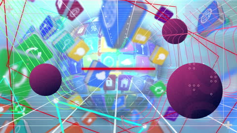 Abstract Global Technology Animation with Icons