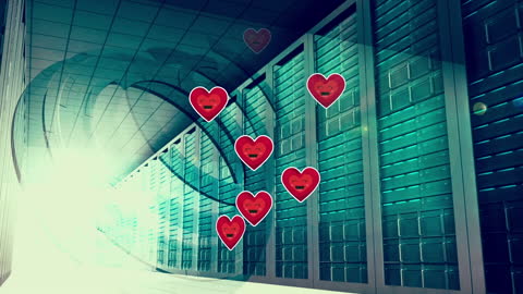 Digital Hearts and Global Connections Over Data Servers