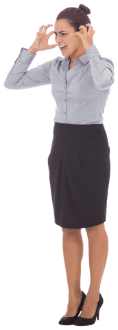 Transparent Angry Biracial Businesswoman Expressing Emotion in Business Attire