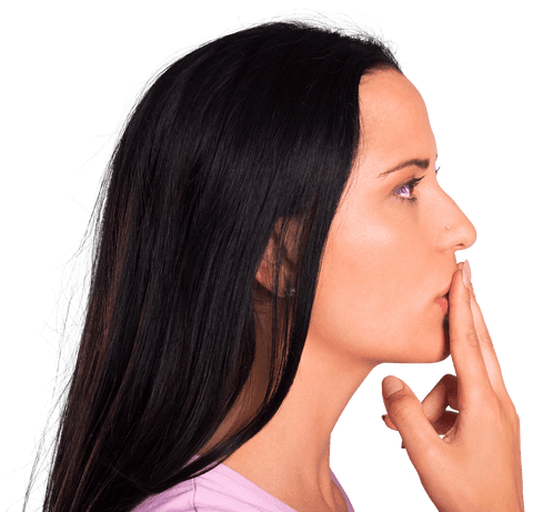 Side View Transparent Young Woman Quiet Gesture Long Dark Hair - Download Free Stock Videos Pikwizard.com