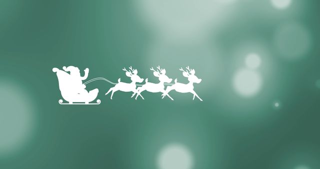 Santa's Sleigh with Reindeer Silhouette on Green Bokeh - Download Free Stock Images Pikwizard.com