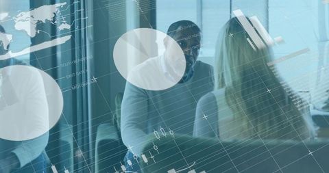 Discussing strategy with data visualization, candlestick charts and finance analytics