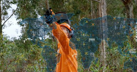 AR Display Integrating Safety Checks with World Map Overlay