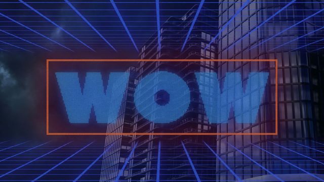 Vibrant animation featuring WOW text overlaying a modern cityscape. Captures the essence of digital innovation and futuristic themes, making it suitable for use in social media marketing campaigns, video projects, or digital technology advertisements. Ideal for promoting high-energy designs and capturing viewer attention in virtual environments.