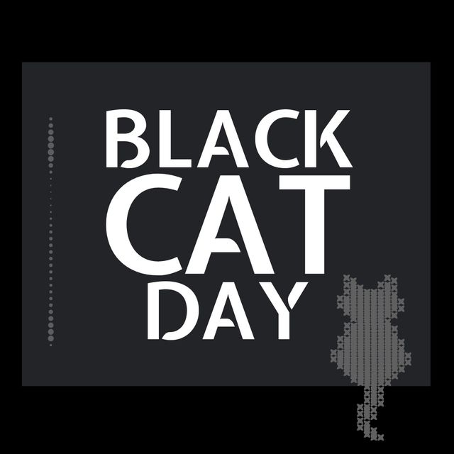 Image of black car day over black background and cat silhouette. Animal, pets and cat day concept.