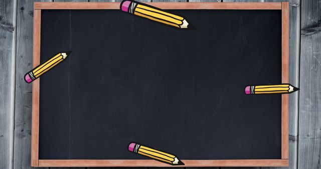 Back to School Chalkboard Frame with Cartoon Pencils - Download Free Stock Images Pikwizard.com