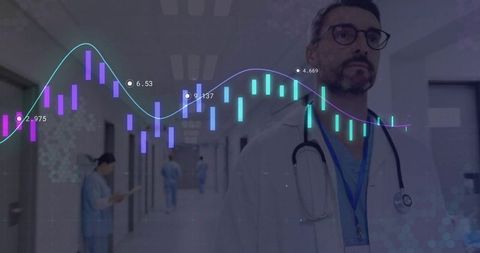 Doctor Analyzing Data with Digital Health Chart Visualization