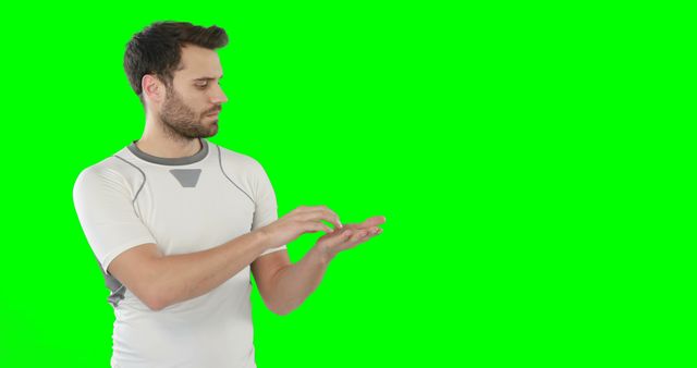 Man Using Touchscreen on Green Screen Background - Download Free Stock Images Pikwizard.com