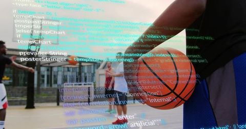 Basketball player coding technology overlay