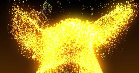 Glowing Trails of Lights and Particles Over Black Background