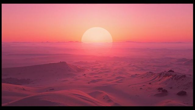 Sublime desert sunrise with dusky pink sand dunes