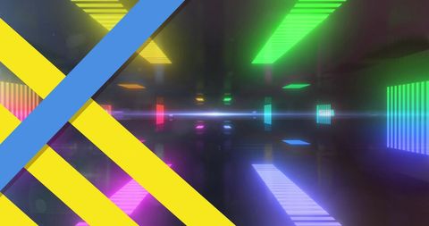 Abstract Neon Tunnel with Ukraine Colors and Lights