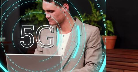 Businessman Connecting on Smartphone with 5G Technology Overlay - Download Free Stock Images Pikwizard.com