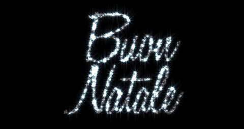 Buon Natale Glittering Christmas Greeting on Black Background