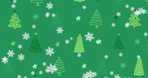 Festive Christmas Pattern with Snowflakes on Green