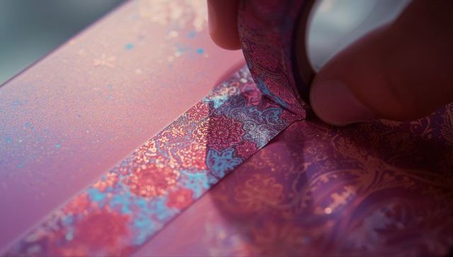 Artisancrafted floral mandala washi tape with sparkling paisley background