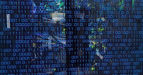 Digital Binary Code Overlaying Advanced Server Room - Download Free Stock Images Pikwizard.com