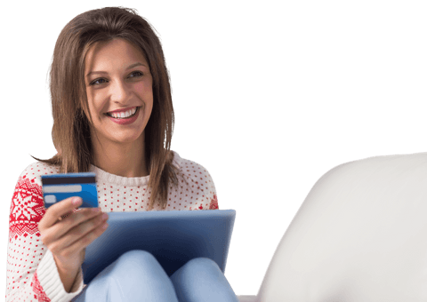 Smiling Woman Shopping Online Using Tablet and Credit Card Transparent Background - Download Free Stock Videos Pikwizard.com