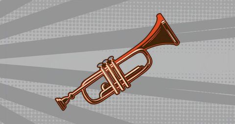 Retro Style Trumpet Graphic on Dynamic Grey Background