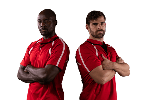 Diverse Rugged Rugby Players Isolated on Transparent Background