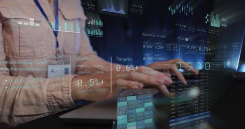 Hands Interacting with Futuristic Data Analytics Interface - Download Free Stock Images Pikwizard.com