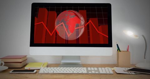 Global Financial Analysis on Desktop Computer Screen - Download Free Stock Images Pikwizard.com