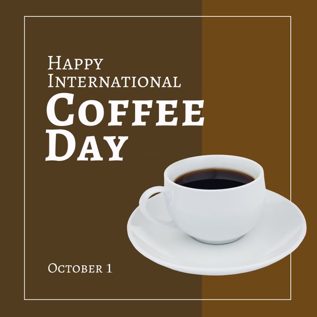 Ideal for promoting International Coffee Day on social media, websites, and marketing materials related to coffee shops, cafes, and coffee products. Can be used as a digital or print banner, flyer, and social media post to celebrate the joy of coffee.